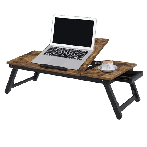 Vista 8 de SONGMICS ULLD110B01 - Mesa de escritorio para laptop, bandeja para cama o sofá, desayuno, parte superior inclinable ajustable, para diestros