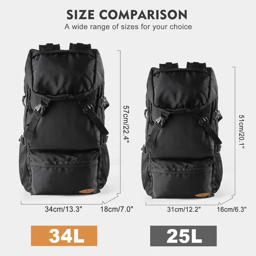 Vista 3 de VGCUB Mochila de viaje grande, mochila de transporte para mujeres y hombres, mochila de gimnasio aprobada por aerolíneas, Negro -, Ocio