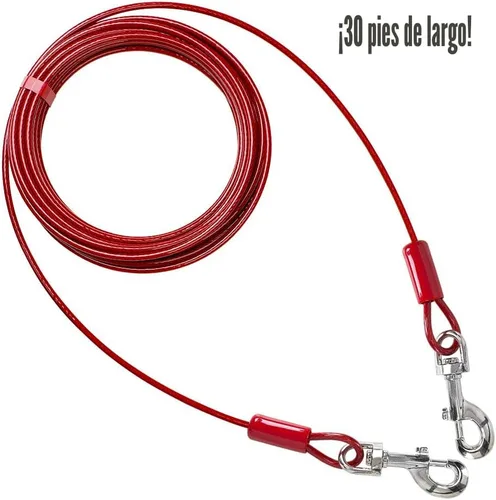Vista 9 de BV Cable de amarre para perros de 30 pies – Cable resistente para perros de hasta 125 libras – Reflectante y libre de óxido con clips giratorios