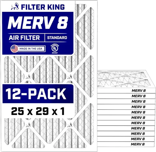 Vista 64 de Filter King Filtro de aire de 5.88 x 12.13 x 1 (MERV 8) (paquete de 12) filtros de horno de CA para control de polvo y alergias, fabricados en EE.