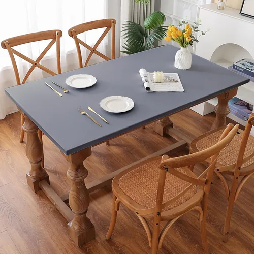 Vista 27 de Mantel redondo de elastano, suave y agradable a la piel, sin pelusas, funda de mesa de tela transpirable con banda elástica para comedor, reunión