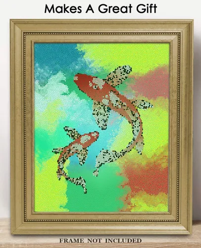 Vista 3 de Buzz Unplugged Koi Fish Abstract Wall Art: Minimalist, Aesthetic & Boho Wall Art for Home, Office, Bedroom & Living Room Decor - Unframed Posters