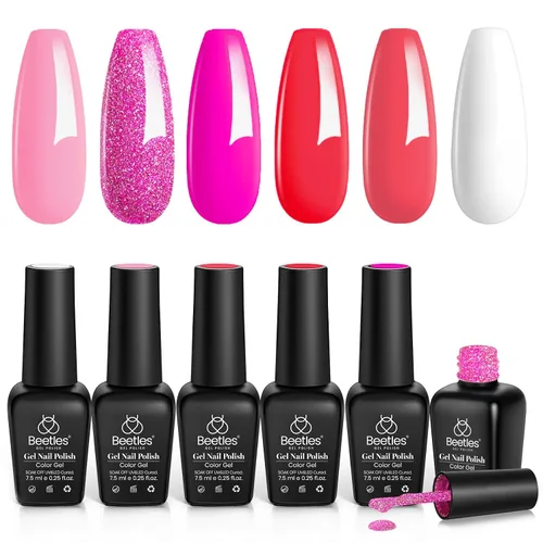 Vista 19 de Beetles - Juego de esmaltes de gel de otoño con gel floreciente, efecto A - Marrón ámbar Atracción ámbar