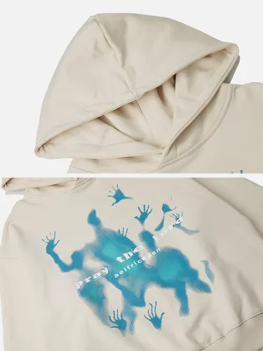 Vista 5 de Aelfric Eden Sudaderas con capucha con estampado vintage, sudadera casual de gran tamaño, manga larga, ropa urbana con capucha