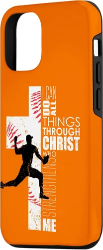 Vista 2 de iPhone 15 Naranja Cristiano Baseball Pitcher Regalos Adolescente Niños Hombres Teléfono Case