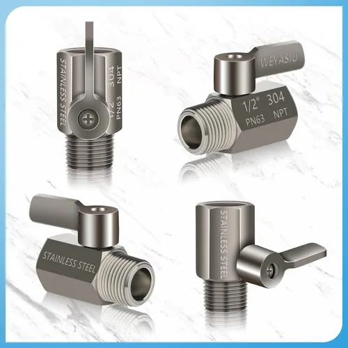 Vista 8 de Válvula de cierre de cabezal de ducha con palanca de mango largo, 1/2" NPT acero inoxidable 1/4-Turn Mini Ball Valve, 304 Stainless Steel