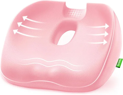 Vista 10 de AUVON Almohada de dónut innovadora para hemorroides con orificio científico y recorte para el coxis, cojín ortopédico con forma de dónut para alivio