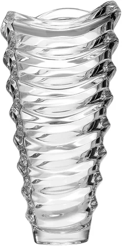 Vista 3 de Jarrón de cristal bohemio de 13 pulgadas con forma de ondas. Cristal sin plomo. Hecho a mano. Florero.