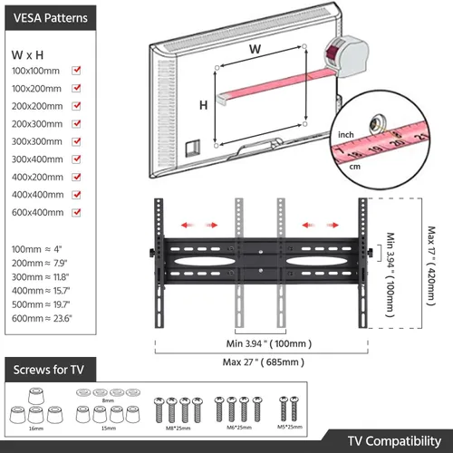 Vista 6 de Yaheetech Soporte de TV móvil, carrito de televisión ajustable con ruedas de bloqueo para pantalla plana de plasma LED LCD 30-60 de hasta 110