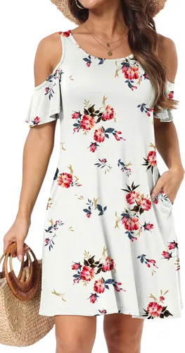 Vista 22 de Vestido de manga corta para mujer con hombros descubiertos y bolsillos 02-Army