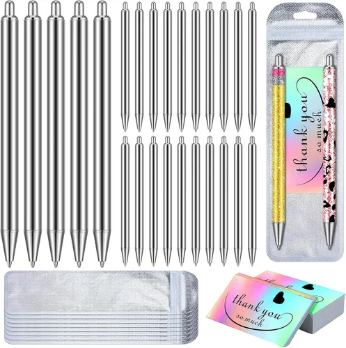 Vista 8 de Qilery Juego de 15 bolígrafos epoxi en blanco de resina de acero inoxidable para envolturas UV Dtf, bolígrafos de sublimación, bolsa resellable