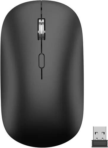Vista 9 de Slim Silent 2.4G Ratón óptico inalámbrico, naranja Negro