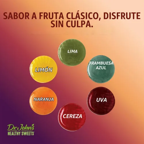 Vista 4 de Dr. John's Healthy Sweets Classic Fruit - Caramelo duro con cero azúcar, sin tintes, a base de plantas, apto para dieta cetogénica, 100 unidades, 1