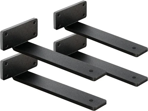 Vista 7 de Paquete de 4 soportes de estante flotantes de 4 pulgadas, soporte de estante oculto de 1/5 pulgadas de grosor, soportes de metal de hierro