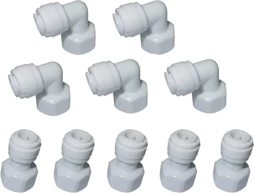 Vista 9 de MALIDA Adaptador de rosca hembra de conector rápido codo y combinación recta, rosca de 1/2 pulgada x tubo de 1/4 pulgadas OD Push to Connect