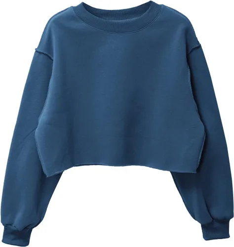 Vista 8 de Amazhiyu Sudadera Corta para Mujer de Manga Larga con Forro Polar Albaricoque