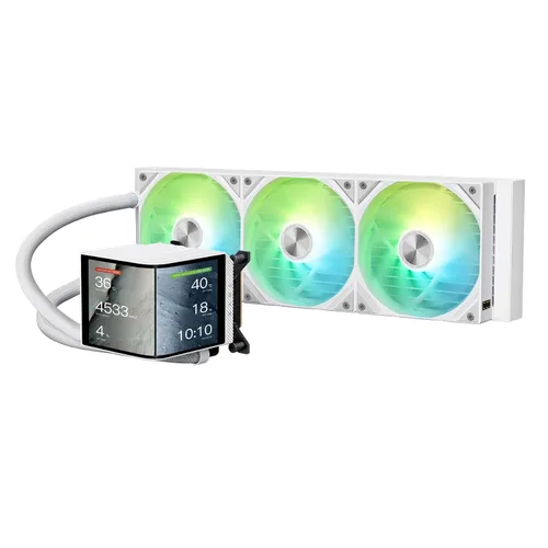 Vista 12 de TRYX Panorama 280 Blanco 280mm AIO Pantalla AMOLED L-Forma de 6.67'' Efecto 3D Anamorfo Display Personalizable Enfriador AIO 280mm Bomba Asetek 8ª