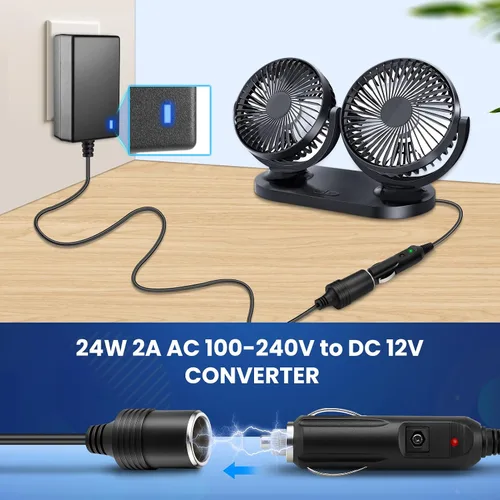 Vista 6 de Convertidor de 110V CA a CC 12V 2A 24W, adaptador de encendedor de cigarrillos a enchufe de pared 110-240V, adaptador de fuente de alimentación