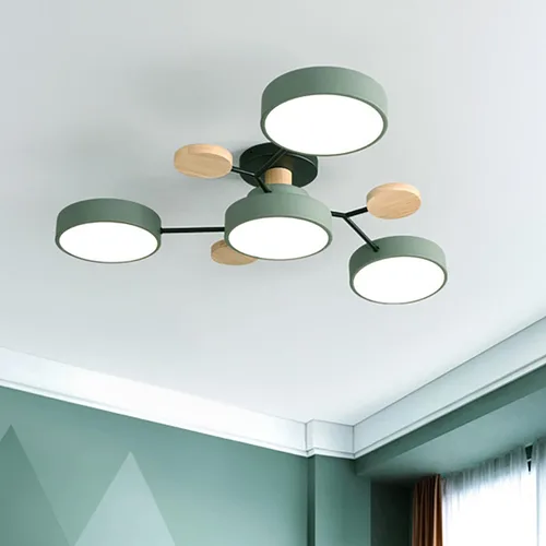Vista 32 de Lámpara de techo LED regulable, lámpara de techo moderna de 9 pulgadas, montaje empotrado, de madera, de 12 W, lámpara blanca para sala de estar