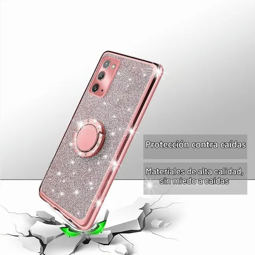 Vista 7 de Funda para Note 20, Galaxy Note 20 para mujer, con purpurina, suave, transparente, TPU de lujo, bonita funda protectora con correa de soporte