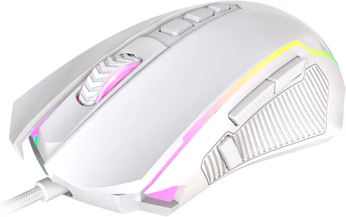 Vista 8 de Redragon Ratón para juegos, mouse blanco con cable con retroiluminación RGB, 8000 DPI ajustable, ratones para juegos de PC con 9 botones macro