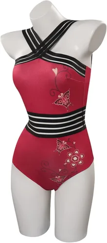 Vista 2 de IOONCHI Ada Wong - Disfraz de cosplay de una pieza, traje de baño RE4 Remake frontal cruzado para mujer