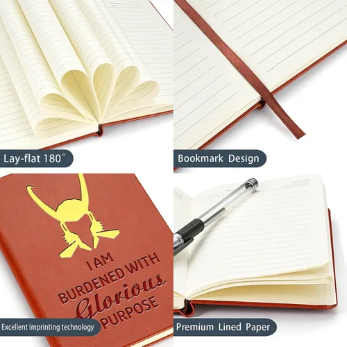 Vista 3 de JOHSBYD Loki Lover Gifts - Cuaderno de cuero con texto en inglés "I Am Burdened With Glorious Purpose Leather Notebook TV Show G-ift Cosplay Movie