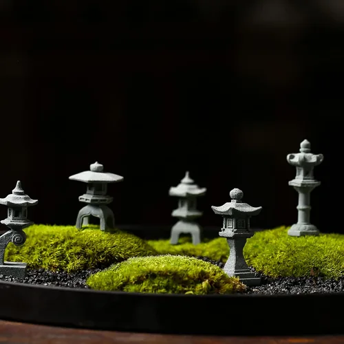 Vista 5 de Figuras de pagoda japonesa en miniatura, decoración asiática, pecera, acuario, accesorios de jardín de hadas, terrario zen, decoraciones de bonsái