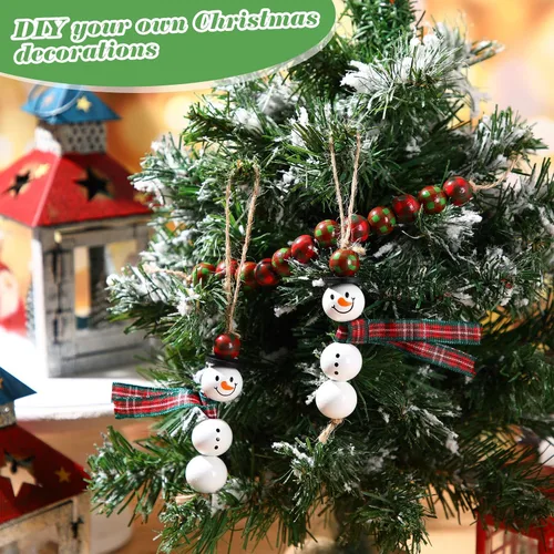 Vista 4 de Yulejo 180 Piezas Cuentas de Madera de Muñeco de Nieve de Navidad Manualidades de Navidad para Adultos Cuadros de Búfalo de Invierno Cuentas
