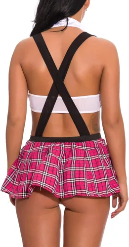 Vista 5 de YIKAYI Yxinly - Conjunto de lencería para mujer, conjunto de lencería con corbata y camisa con cordón para uniforme de cosplay
