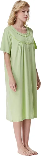 Vista 5 de Keyocean - Camisón de algodón para mujer, suave, cómodo, ligero, manga corta, vestido de casa, ropa de dormir, ropa de sala para verano.