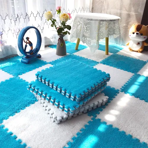 Vista 2 de 12 alfombrillas de juego de rompecabezas de azulejos entrelazadas suaves de espuma EVA para el suelo de los niños, habitación de los niños, sala