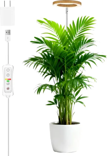 Vista 21 de yadoker 72 LEDs Luz de cultivo de plantas para plantas de interior, Luz de escritorio de aluminio con grano de madera de nogal LED, Altura