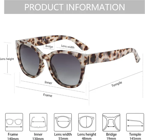 Vista 5 de ZENOTTIC Cateye - Gafas de sol polarizadas para mujer, gafas de sol de gran tamaño, protección UV400, estilo retro