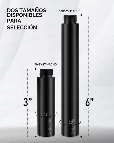 Vista 2 de Tubos de extensión de soporte de micrófono de 3 pulgadas KE26X, 5/8-27