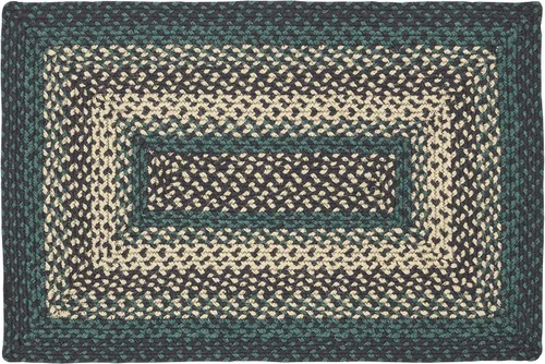 Vista 5 de VHC Brands Pine Grove, alfombra trenzada de yute, tapete de medio círculo, verde, 16.5 x 34 pulgadas