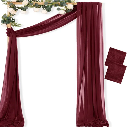 Vista 37 de MLMC 1 panel de tela para arco de boda azul bebé, 29 x 20 pies, cortinas de gasa extralargas transparentes de 6.6 yardas, paneles de cortinas