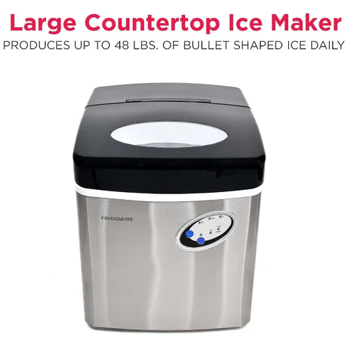 Vista 2 de Frigidaire EFIC115 Máquina de hielo extra grande, acero inoxidable, 48 libras por día