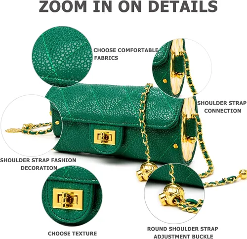 Vista 6 de Sweetovo Bolso cruzado acolchado para mujer, bolso de mano con cadena, bolso de mano, tela de caviar con bola metálica ajustable