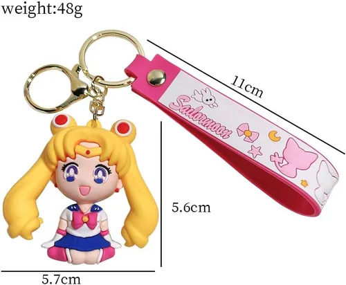 Vista 4 de feimeng jewelry Llavero de silicona con figura de anime para mujeres y niñas, llavero Sailormoon para soporte de llaves de mochila, regalos