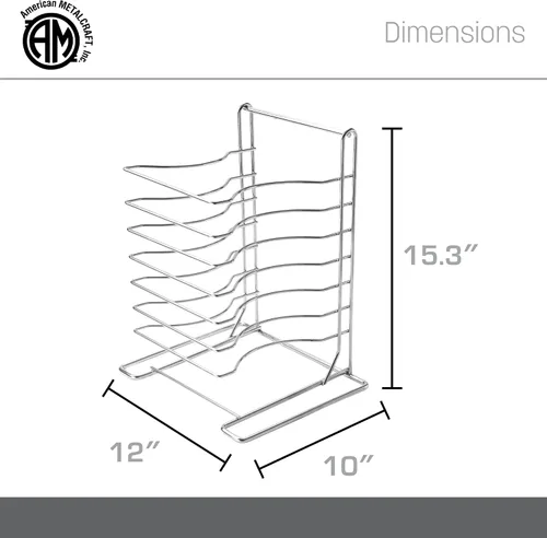 Vista 4 de American Metalcraft 19107 - Estante para pizza de 7 niveles, acero cromado - Montaje en pared o diseño independiente, 15 pulgadas de alto x 10