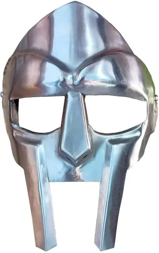 Vista 4 de Disfraz de metal Gladiator MF Doom Mask y disfraz de teatro ideal plateado, plateado