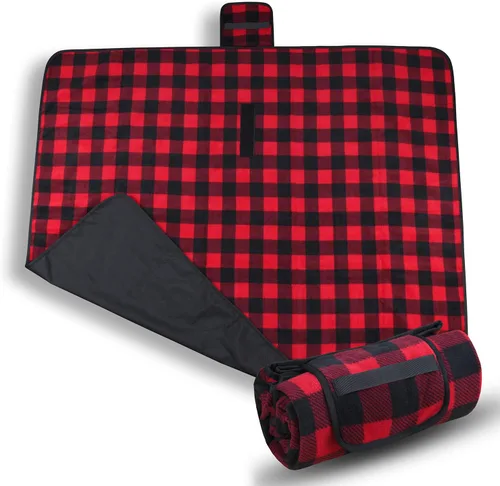 Vista 13 de Tirrinia Manta impermeable para exteriores con forro sherpa, resistente al viento, triple capa, cálida y cómoda, plegable para camping, estadio