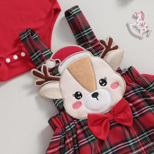 Vista 5 de My First Easter - Conjunto de mameluco acanalado de manga larga para bebé, conjunto de falda con parche de conejo, ropa de Pascua