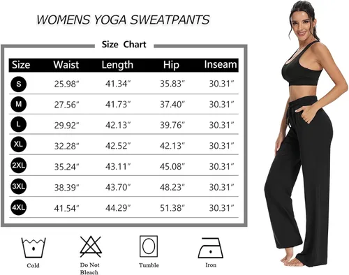 Vista 5 de Sarin Mathews - Pantalones deportivos de yoga para mujer, pantalones de pijama de pierna ancha, pantalones de entrenamiento cómodos con cordón