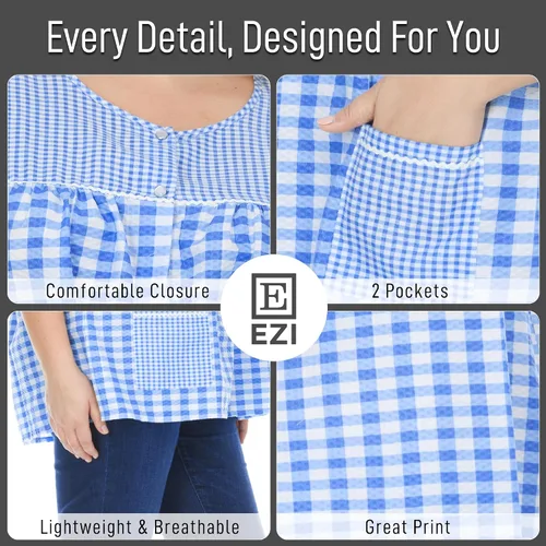 Vista 5 de Ezi Camisa de manga corta con botones a presión para mujer