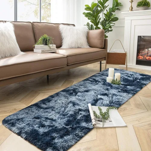 Vista 45 de DweIke Alfombras de pasillo beige esponjosas para dormitorio, 2 x 6 pies, alfombra larga de felpa suave para niñas y niños, antideslizante y lavable