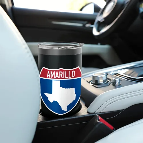 Vista 6 de Amarillo Texas TX Interstate Highway Vacation Souvenir - Vaso aislado de acero inoxidable