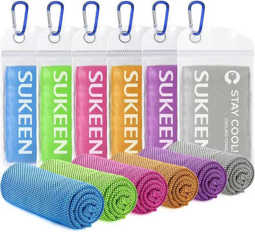 Vista 9 de Sukeen Toallas de enfriamiento para cuello y cara (40" x 12"), paquete de 6 toallas de enfriamiento, toallas de enfriamiento de microfibra