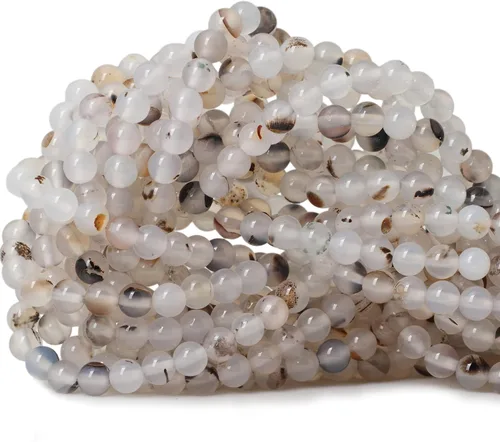 Vista 75 de Cuentas redondas sueltas de ágata estilo antiguo vena de dragón de 6mm, cuentas para diseño de joyas, 60 cuentas Ágata de vena de dragón